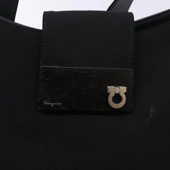 Salvatore Ferragamo Gancini Shoulder Bag Nylon Navy Silver - Picture 9 of 16